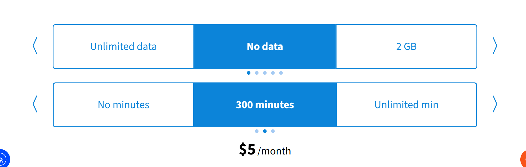 Select No Data and 300 minutes on Tello
